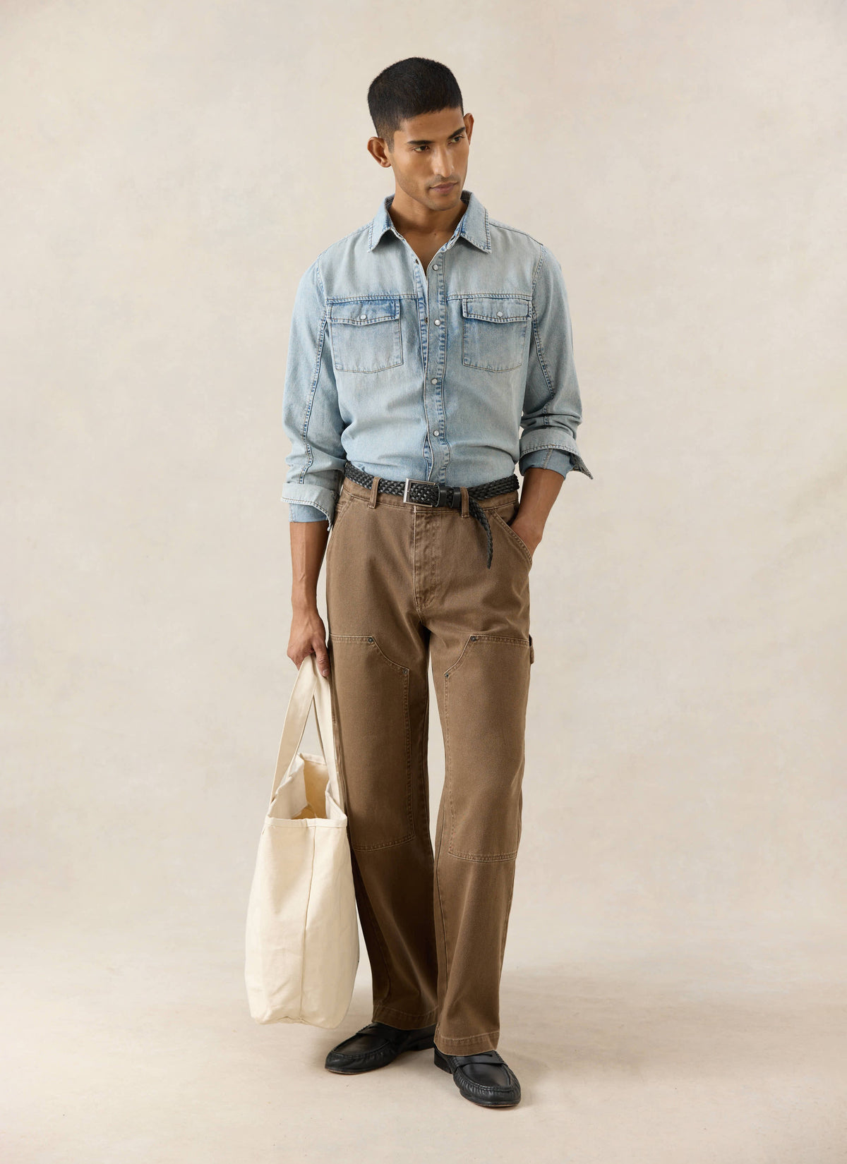 Men's Denim Western Shirt - Cotton - Stone Wash | Percival