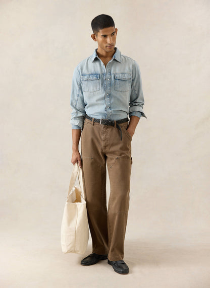 Men's Denim Western Shirt - Cotton - Stone Wash | Percival