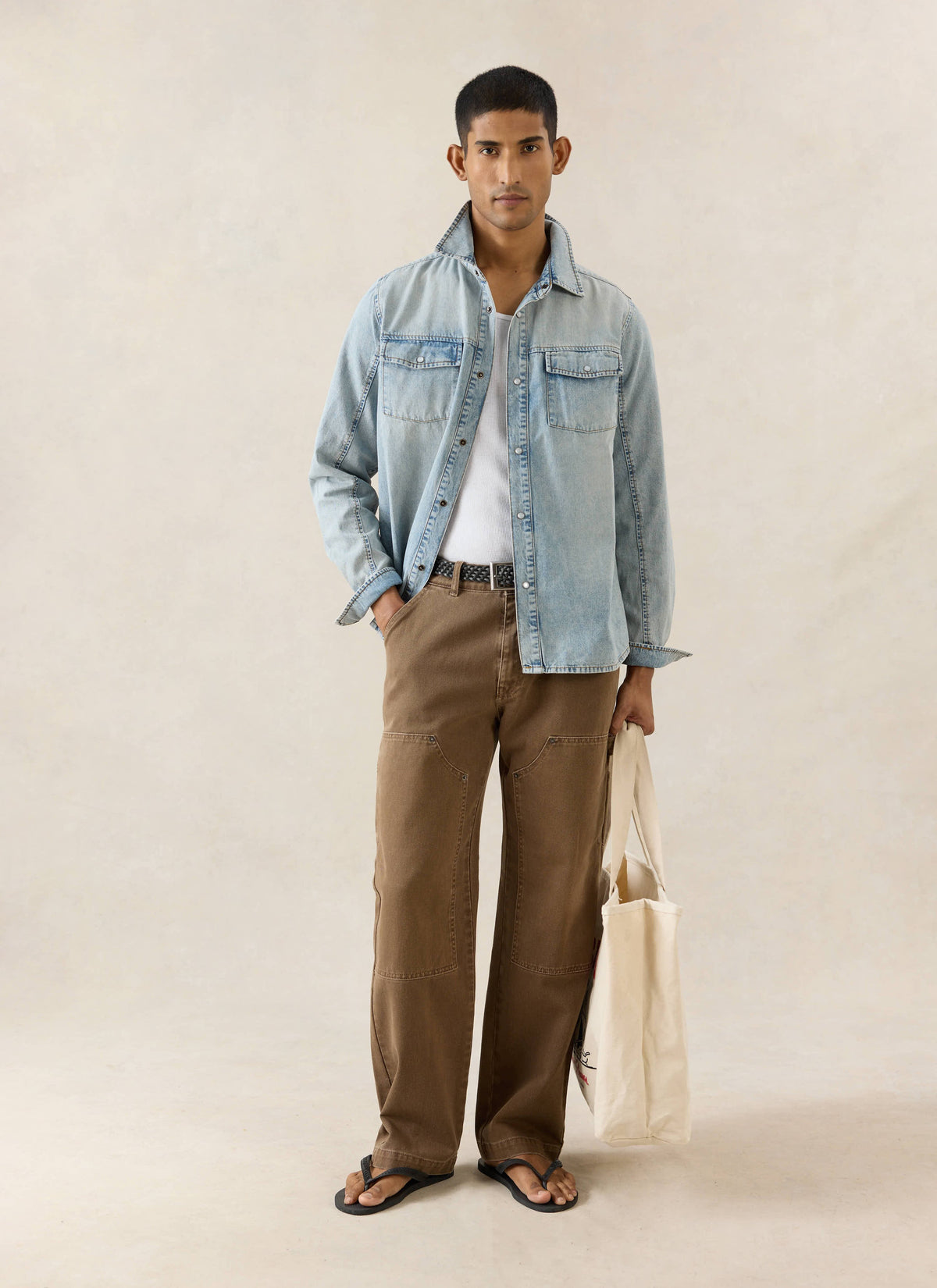 Men's Denim Western Shirt - Cotton - Stone Wash | Percival