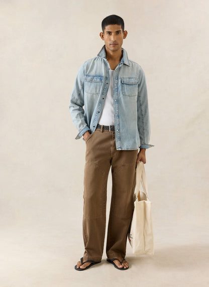 Men's Denim Western Shirt - Cotton - Stone Wash | Percival