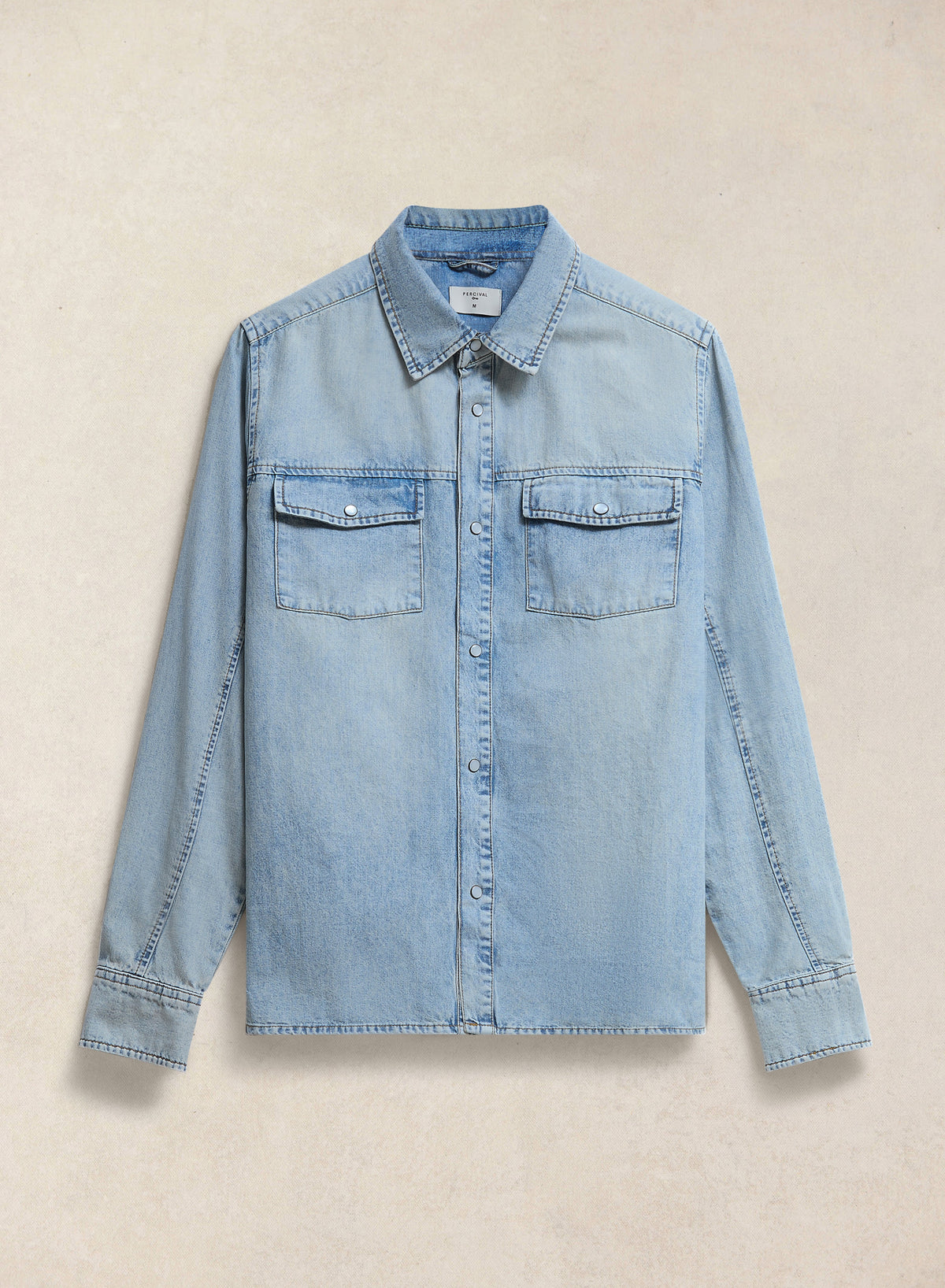 Men's Denim Western Shirt - Cotton - Stone Wash | Percival
