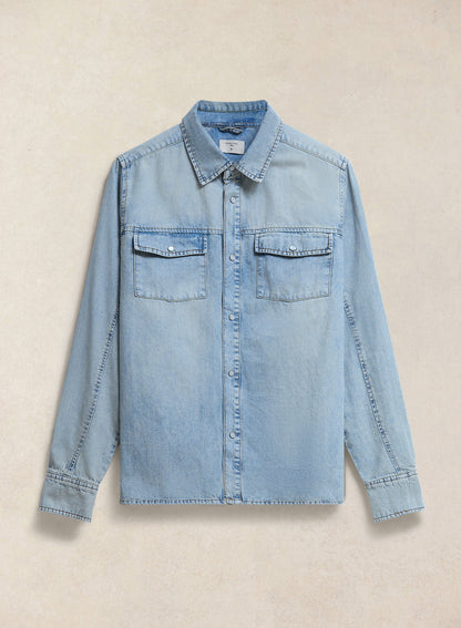 Men's Denim Western Shirt - Cotton - Stone Wash | Percival