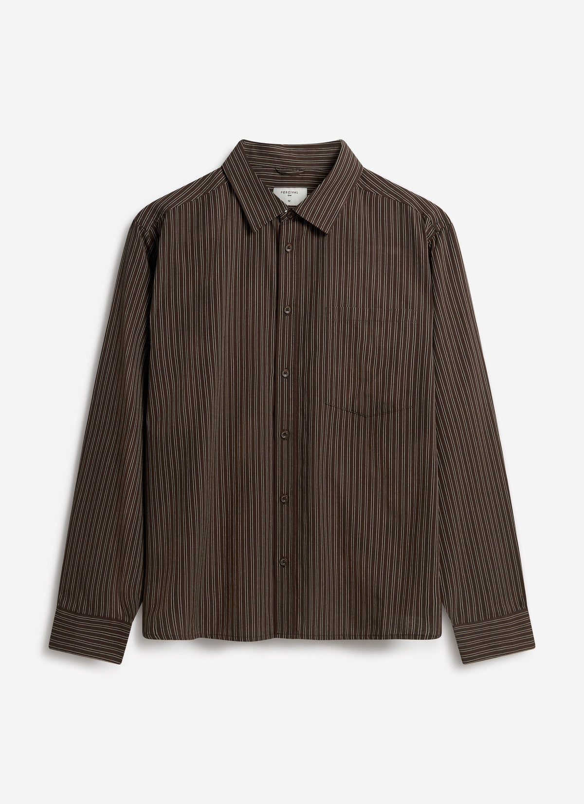 Clancy Striped Long Sleeve Shirt - Cotton - Brown | Percival
