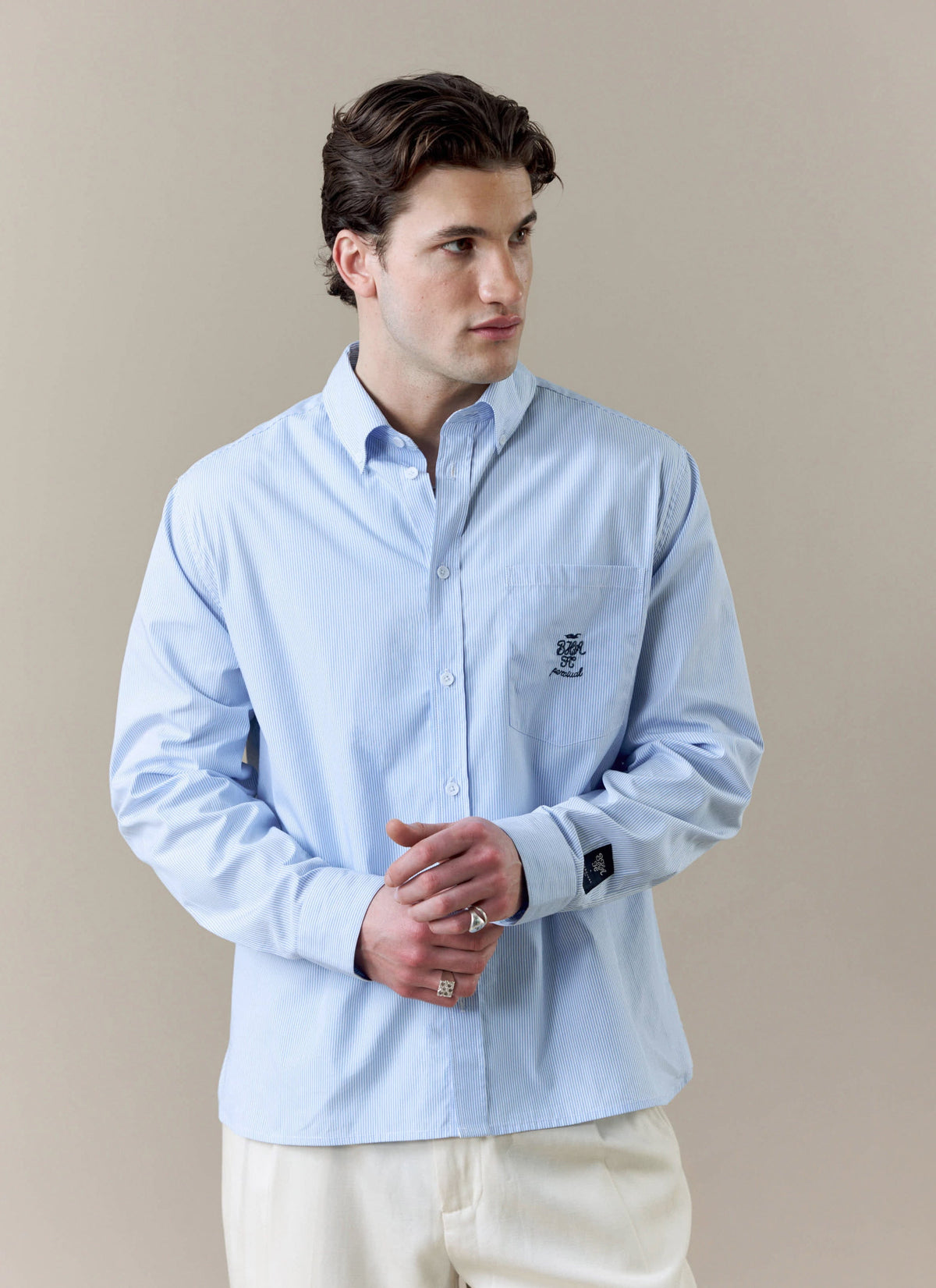 Men's Striped Pearce Long Sleeve Shirt x BHAFC - Blue | Percival