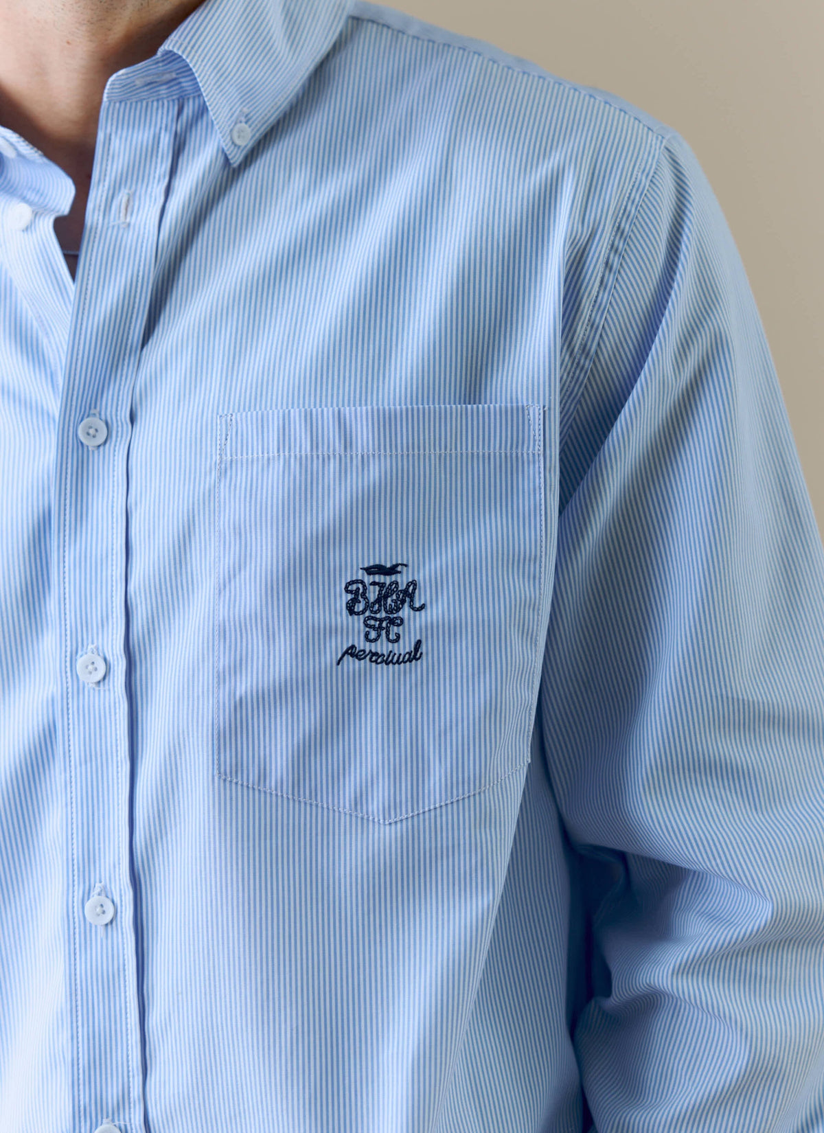 Men's Striped Pearce Long Sleeve Shirt x BHAFC - Blue | Percival