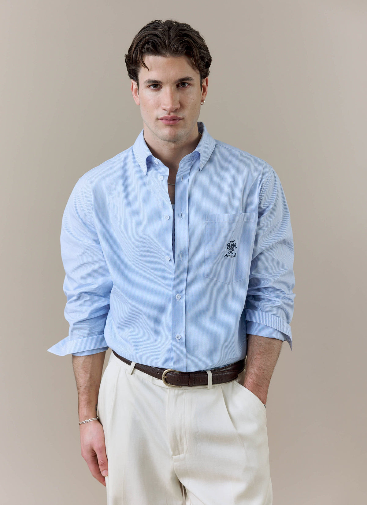Men's Striped Pearce Long Sleeve Shirt x BHAFC - Blue | Percival