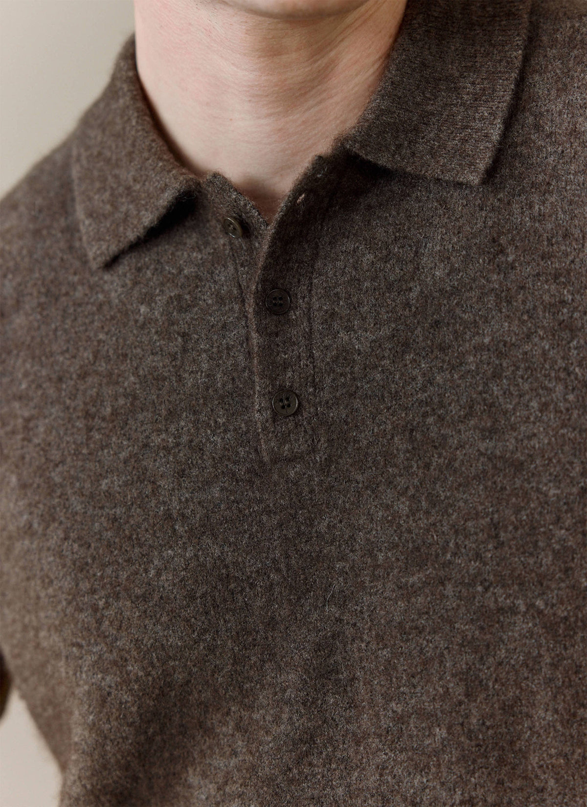 Men's Collins Knitted Polo Shirt - Brown - Yak & Wool | Percival