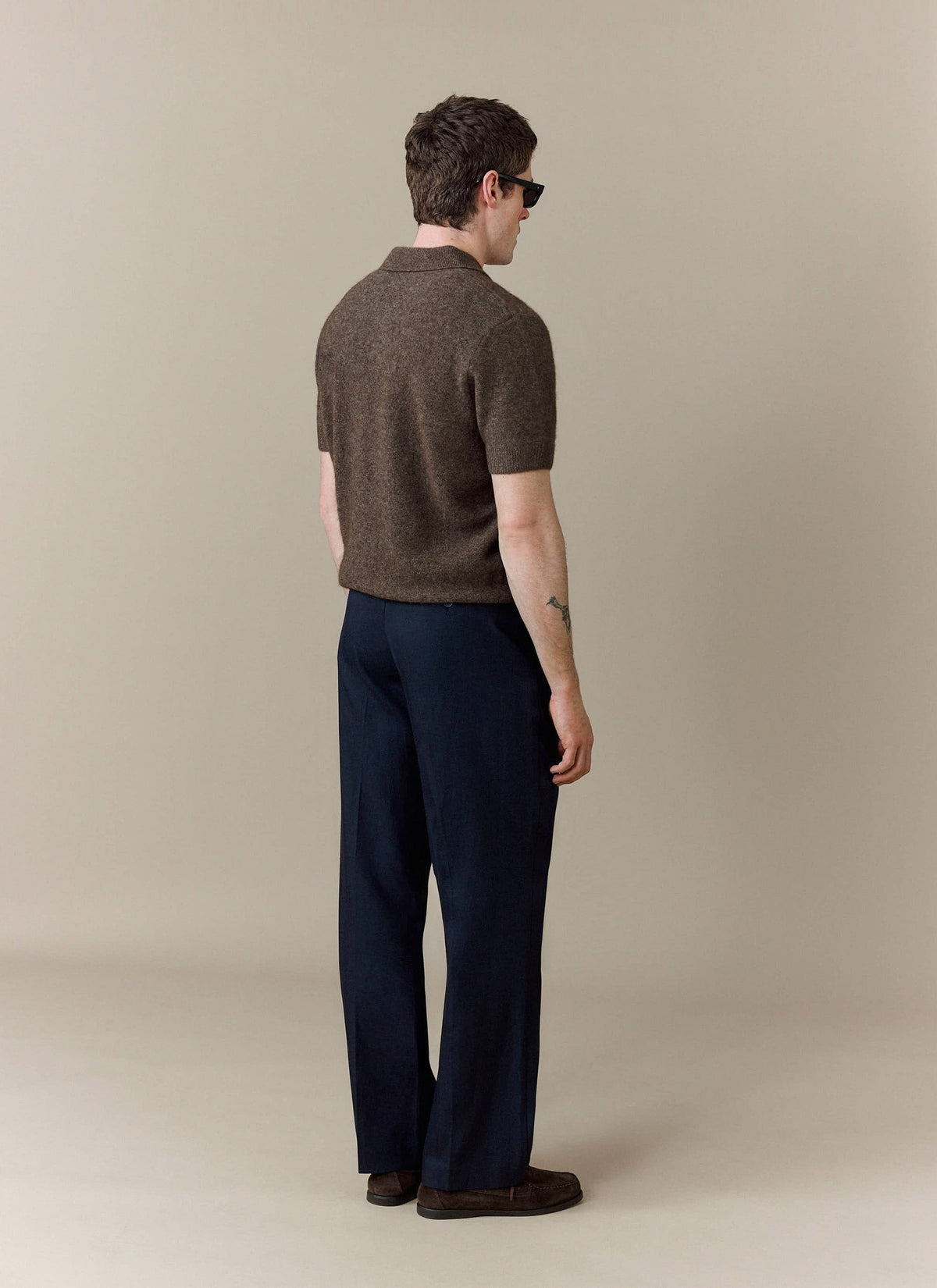 Men's Collins Knitted Polo Shirt - Brown - Yak & Wool | Percival
