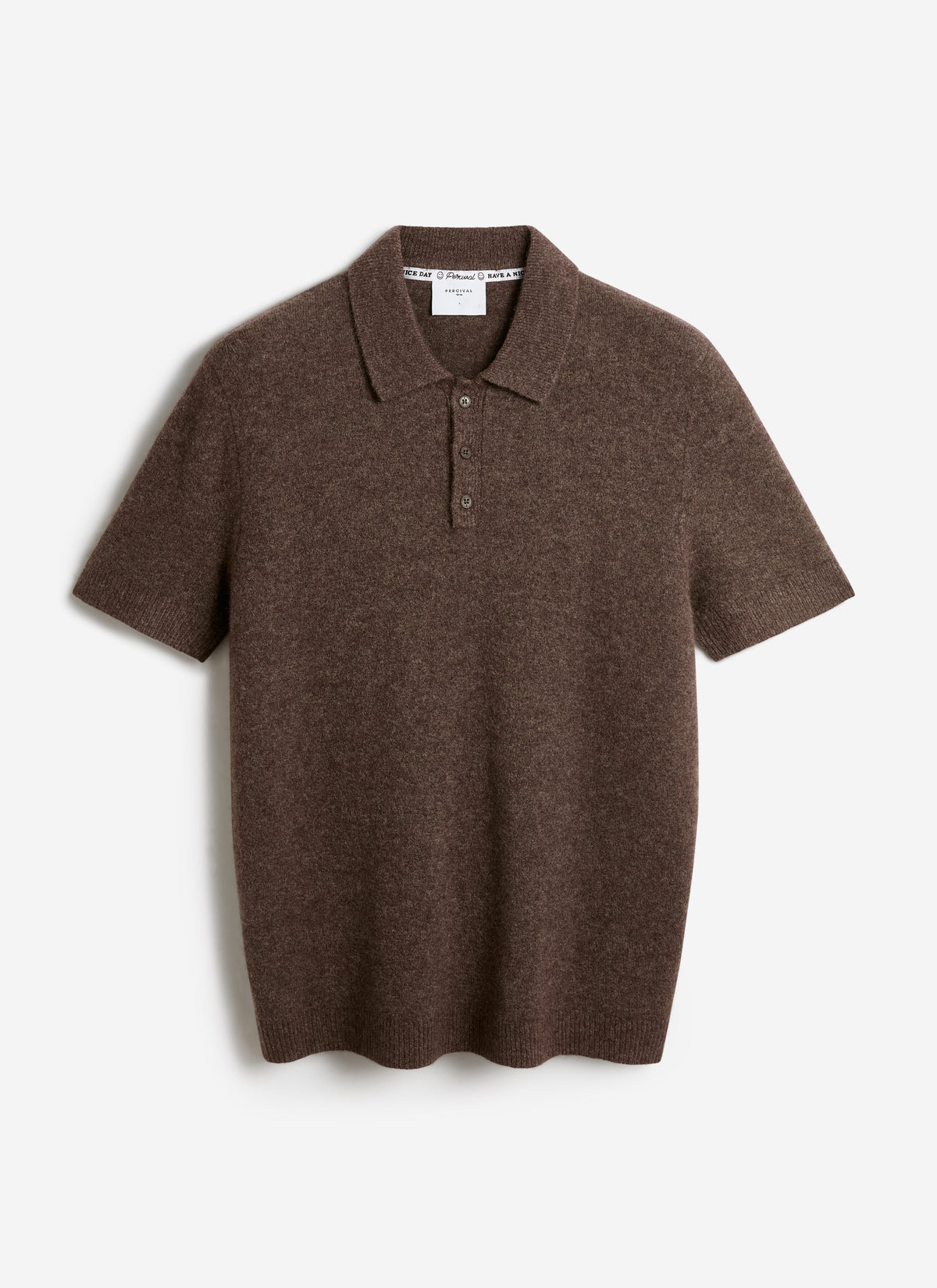 Men's Collins Knitted Polo Shirt - Brown - Yak & Wool | Percival