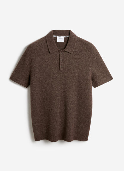 Men's Collins Knitted Polo Shirt - Brown - Yak & Wool | Percival