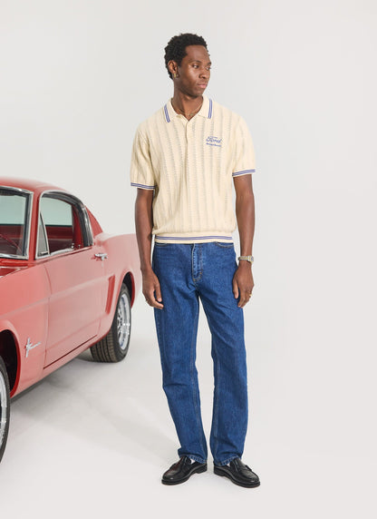 Men's Knitted Polo - Dealership x Ford - Cream | Percival