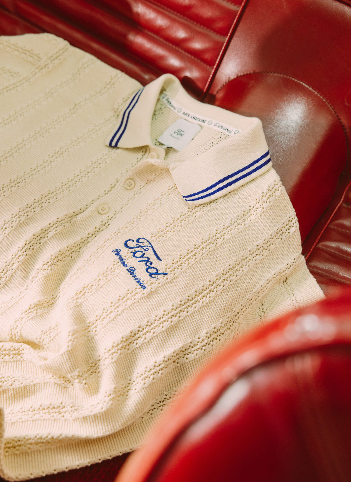 Men's Knitted Polo - Dealership x Ford - Cream | Percival