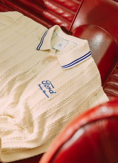 Men's Knitted Polo - Dealership x Ford - Cream | Percival