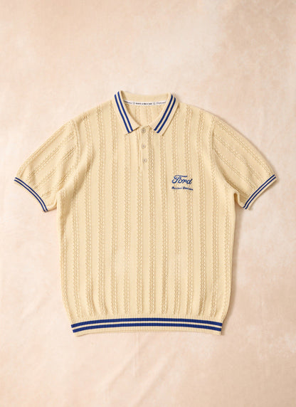 Men's Knitted Polo - Dealership x Ford - Cream | Percival