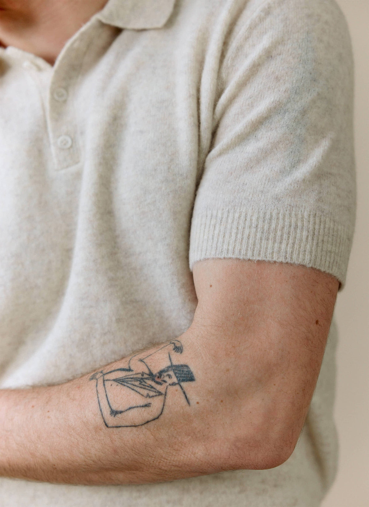 Men's Collins Knitted Polo Shirt - Cream - Yak & Wool | Percival