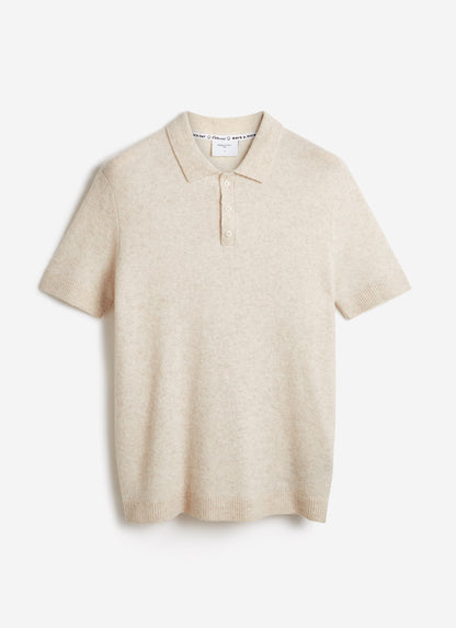 Men's Collins Knitted Polo Shirt - Cream - Yak & Wool | Percival