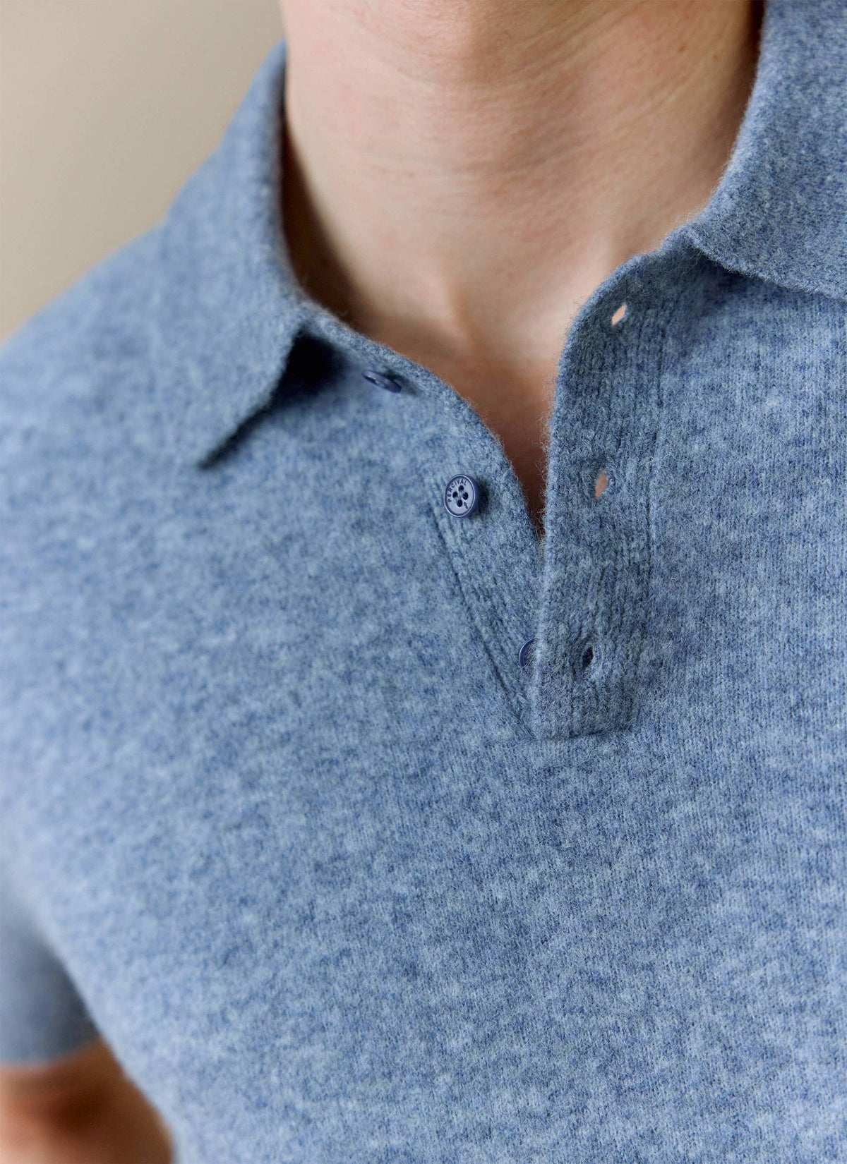 Men's Collins Knitted Polo Shirt - Blue - Yak & Wool | Percival