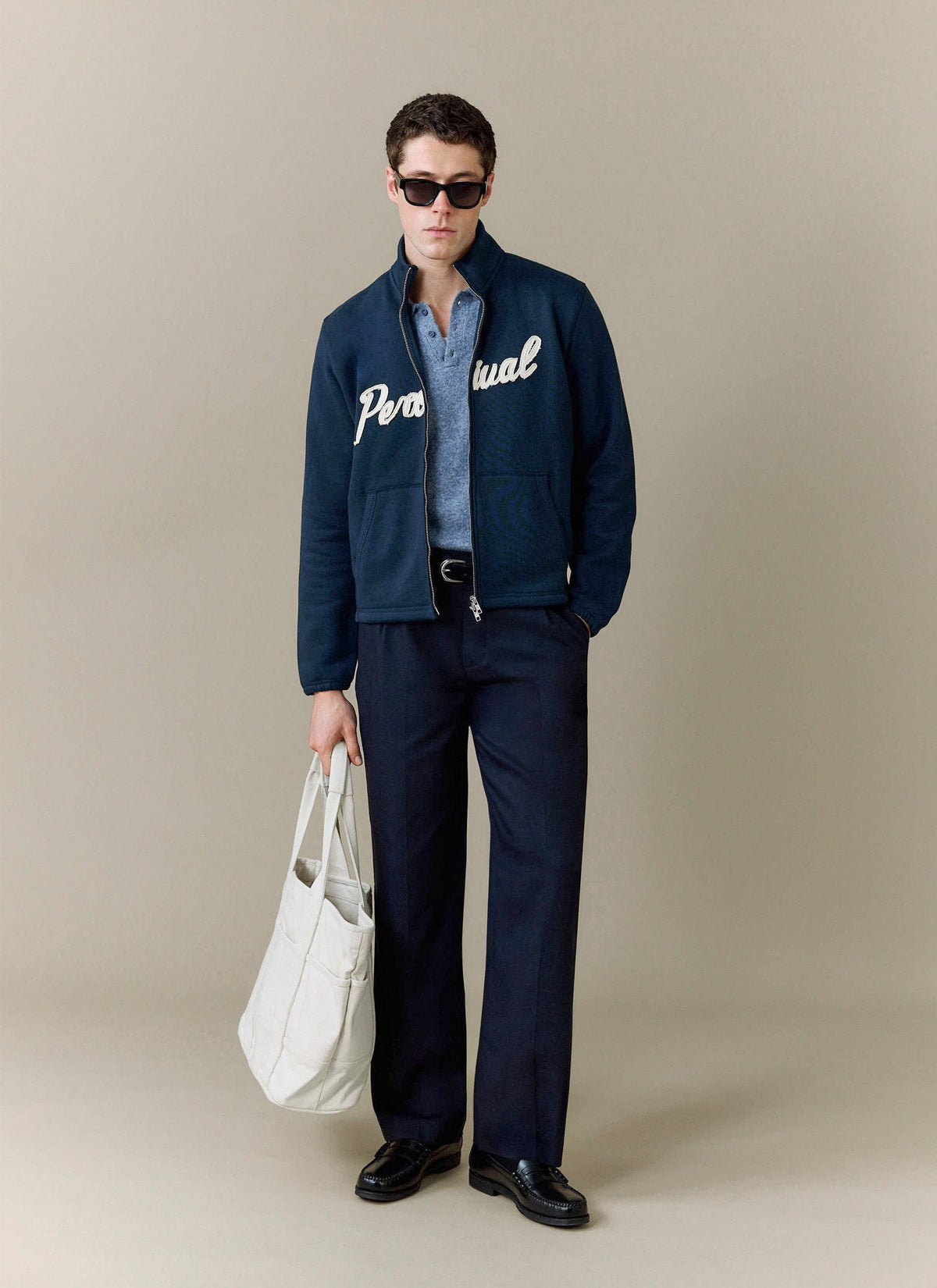 Men's Collins Knitted Polo Shirt - Blue - Yak & Wool | Percival