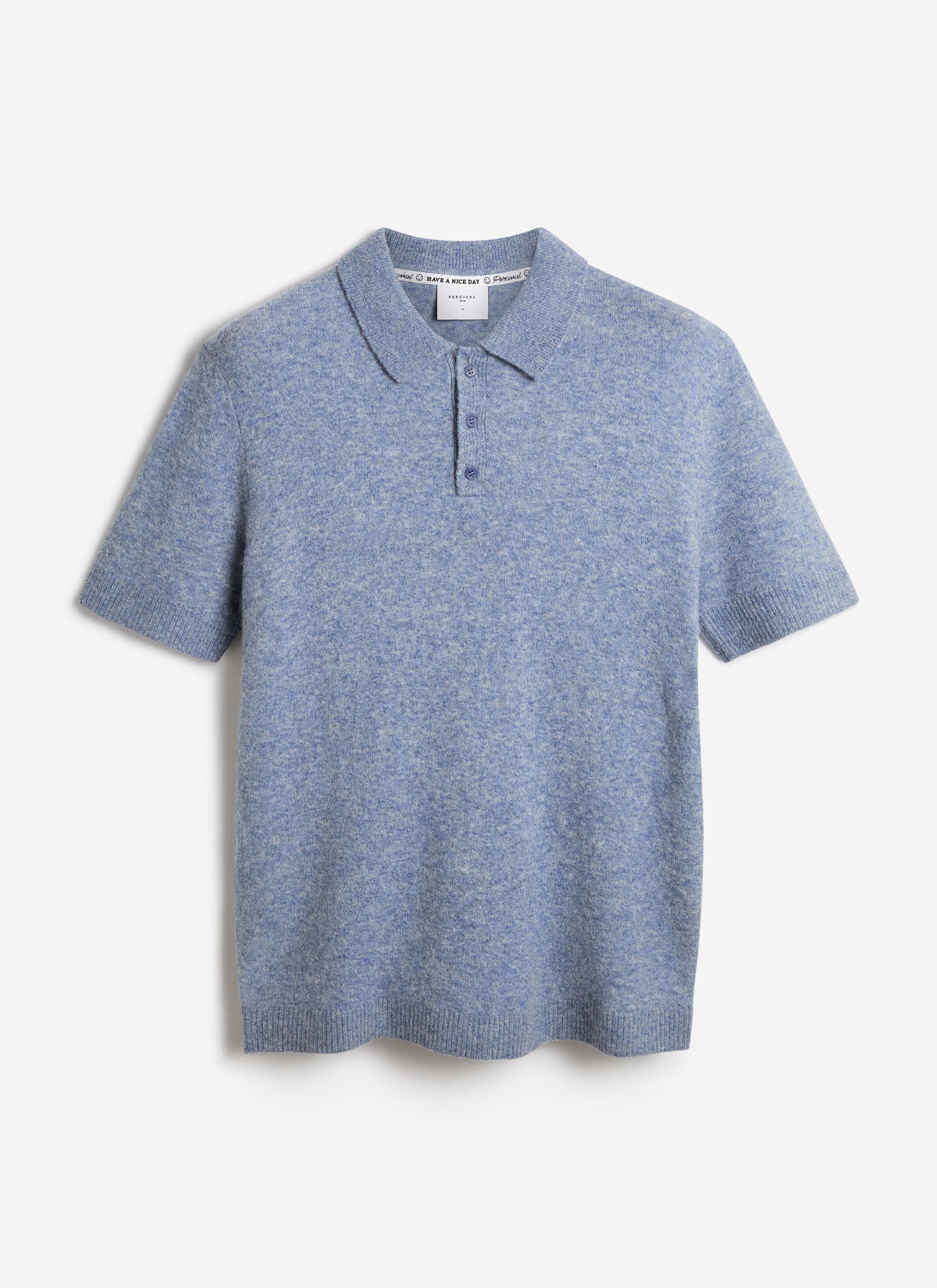 Men's Collins Knitted Polo Shirt - Blue - Yak & Wool | Percival