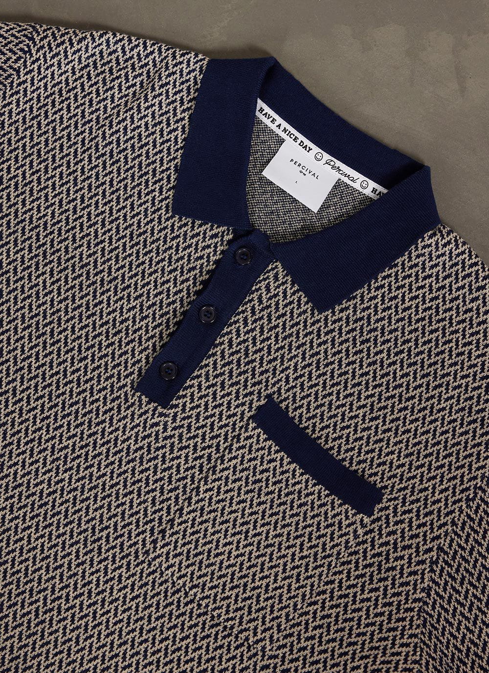 Men's Knitted Polo Shirt - Casa Martini - Navy Blue | Percival
