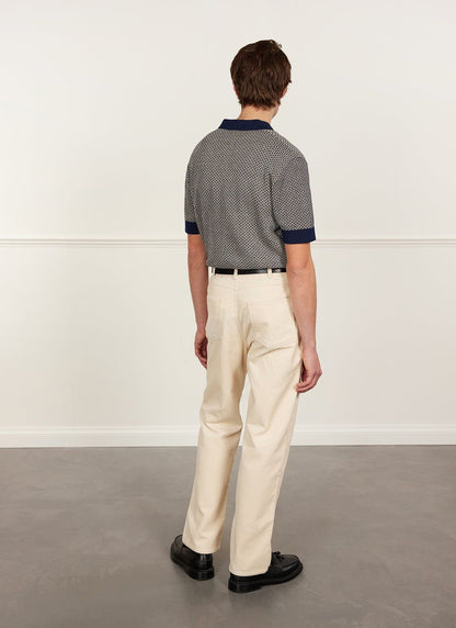 Men's Knitted Polo Shirt - Casa Martini - Navy Blue | Percival
