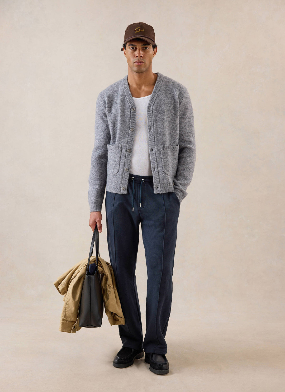 White Glove Boxy Cardigan - Grey Mohair | Percival