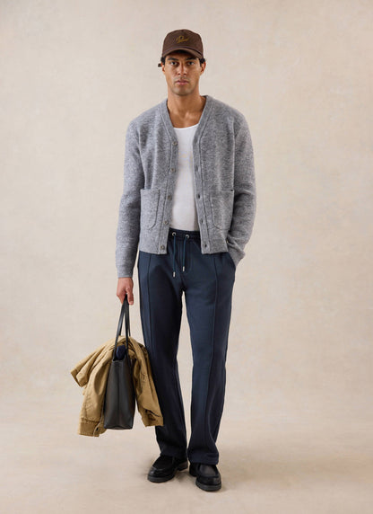 White Glove Boxy Cardigan - Grey Mohair | Percival