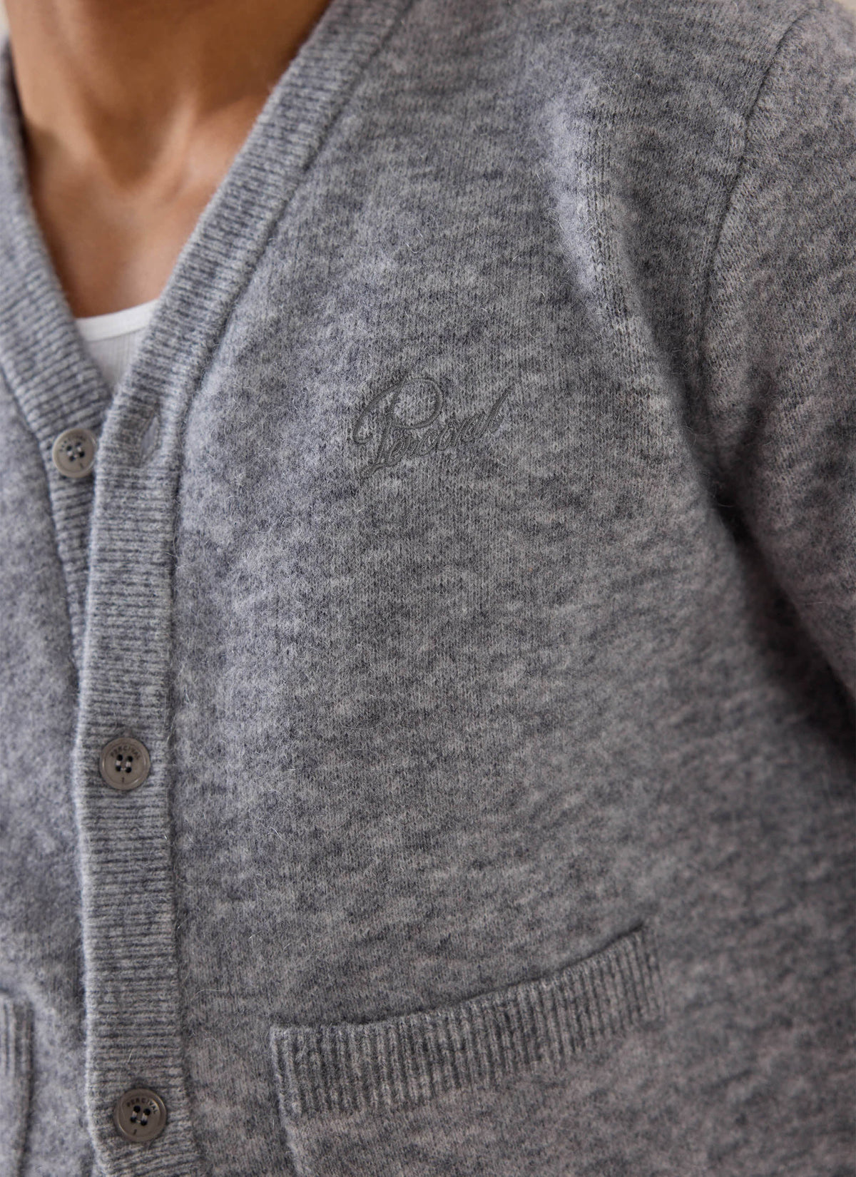 White Glove Boxy Cardigan - Grey Mohair | Percival