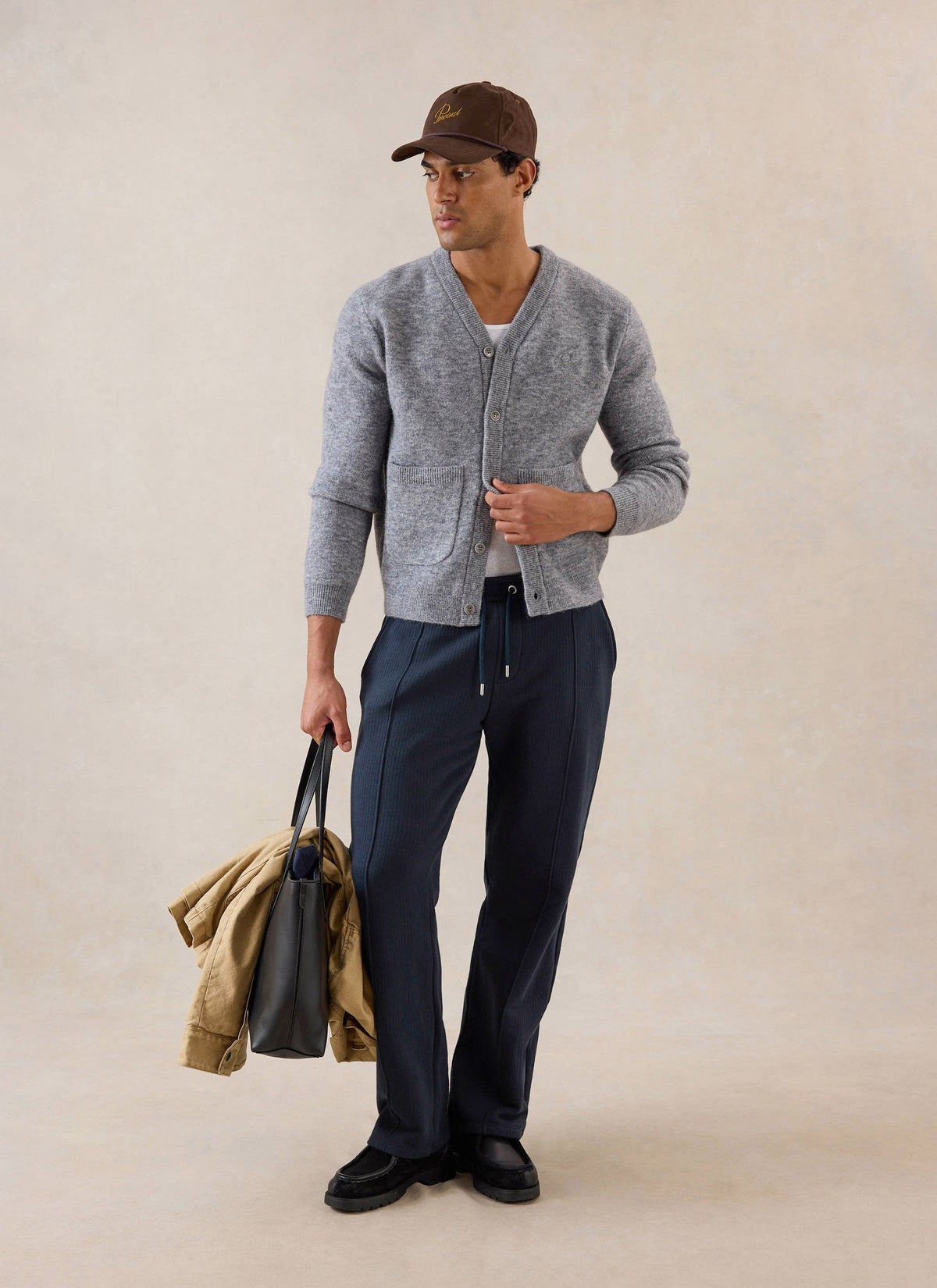 White Glove Boxy Cardigan - Grey Mohair | Percival