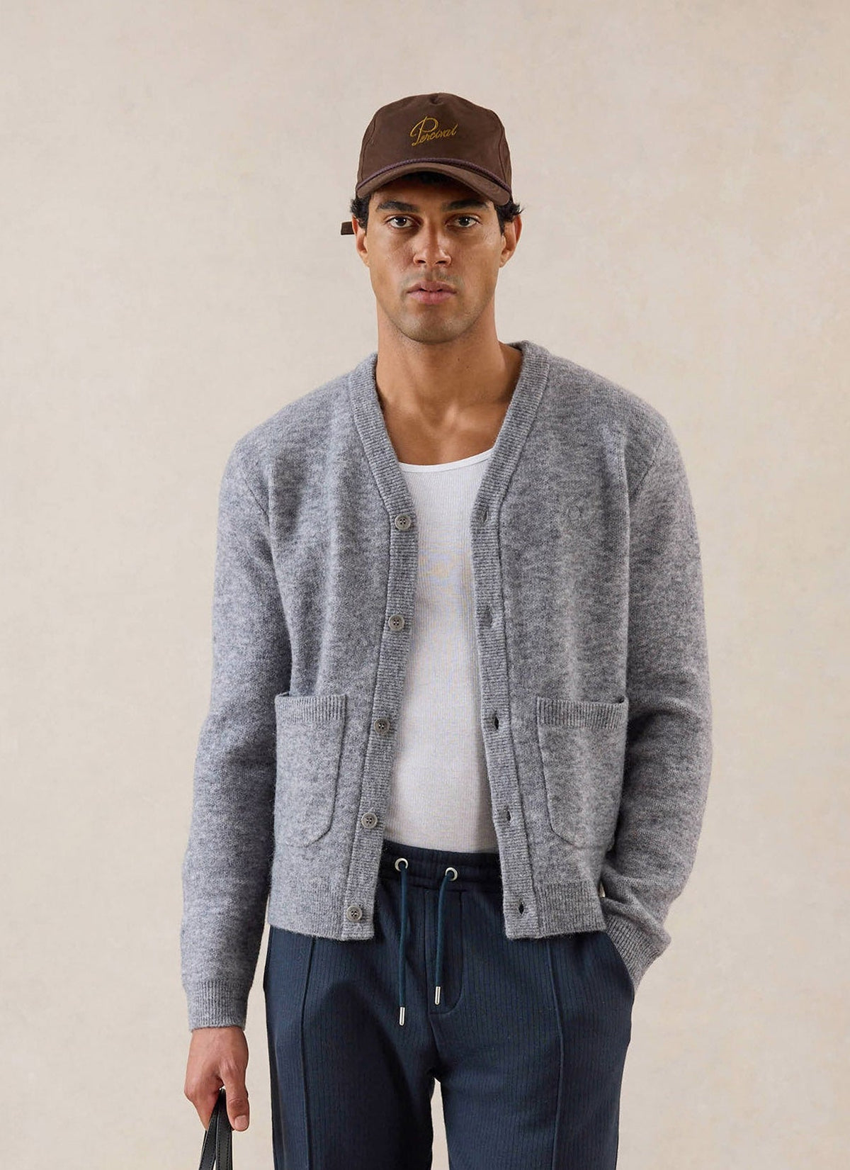 White Glove Boxy Cardigan - Grey Mohair | Percival
