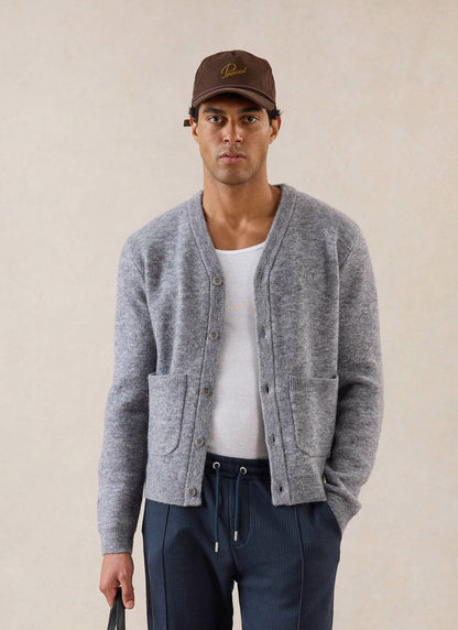 White Glove Boxy Cardigan - Grey Mohair | Percival