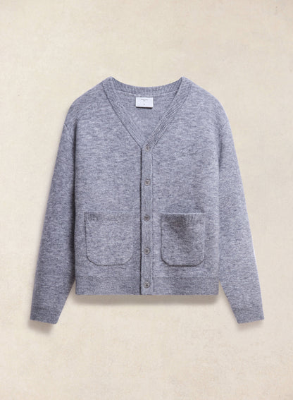 White Glove Boxy Cardigan - Grey Mohair | Percival