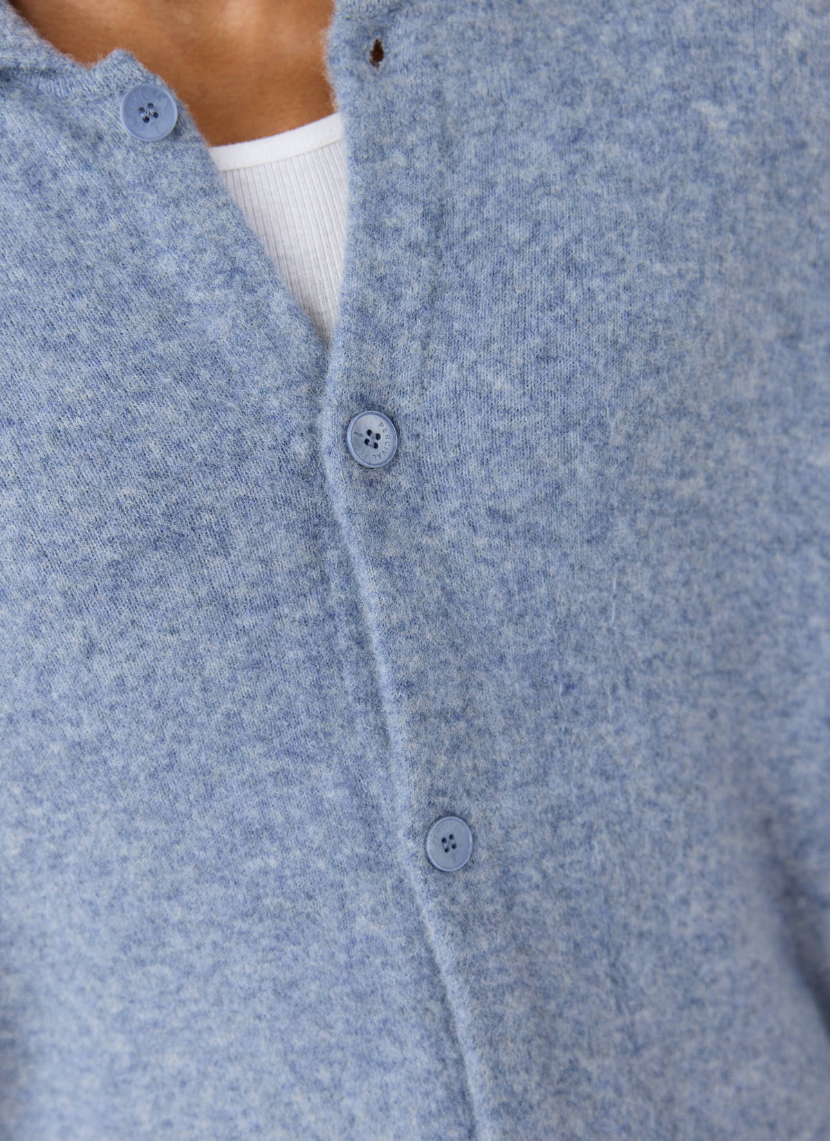 Men's Collared Knit Cardigan - Yak Wool Blend - Heather Blue | Percival