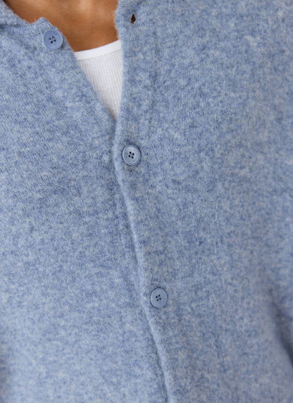 Men's Collared Knit Cardigan - Yak Wool Blend - Heather Blue | Percival