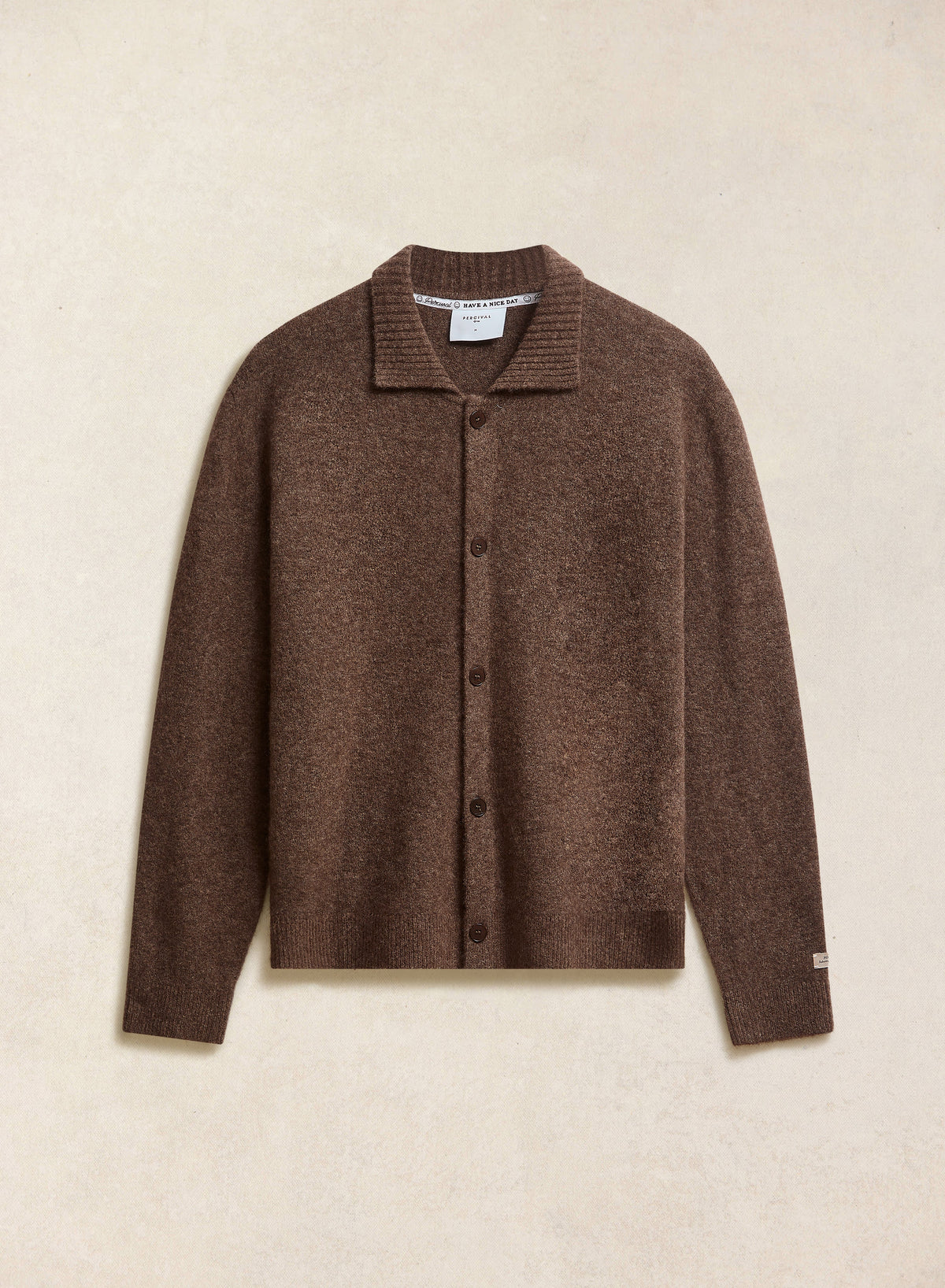 Men's Collared Knit Cardigan - Yak Wool Blend - Brown | Percival