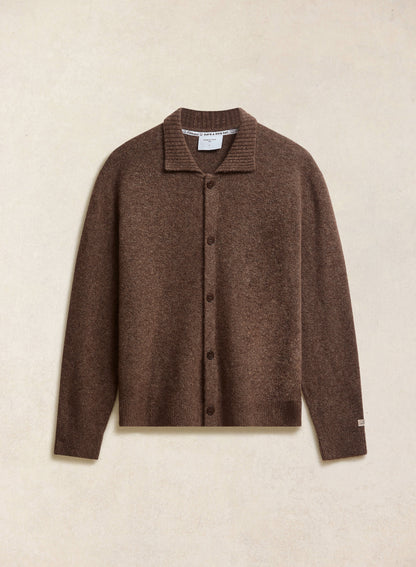 Men's Collared Knit Cardigan - Yak Wool Blend - Brown | Percival