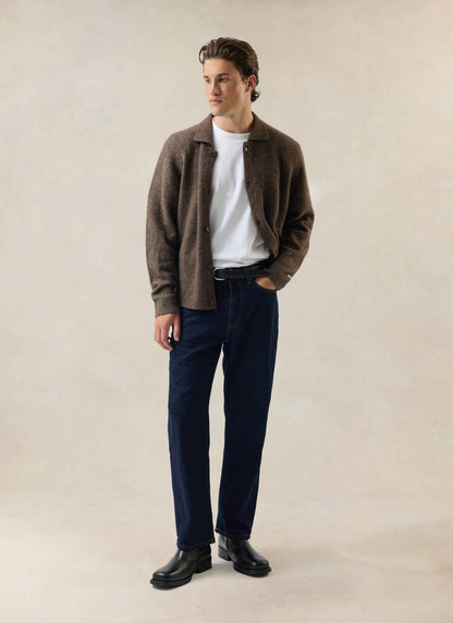 Men's Collared Knit Cardigan - Yak Wool Blend - Brown | Percival