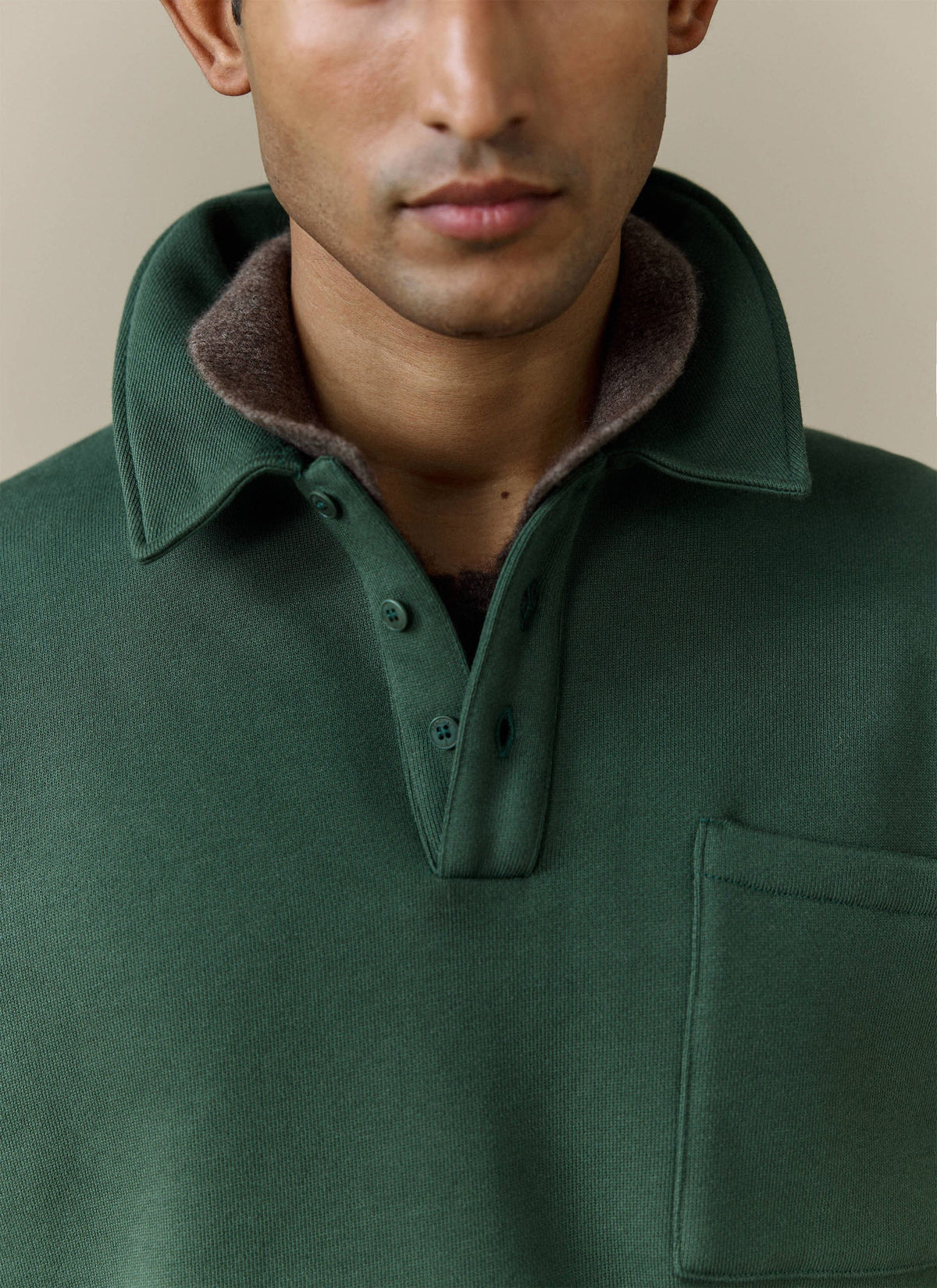 Men's Boxy Polo Sweatshirt - Cotton - Green | Percival