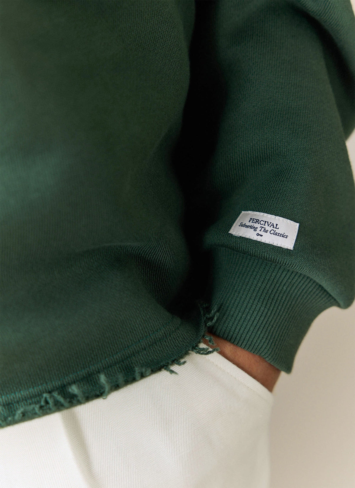 Men's Boxy Polo Sweatshirt - Cotton - Green | Percival