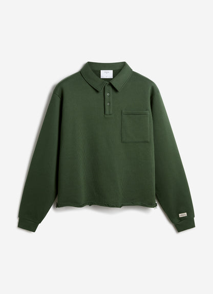 Men's Boxy Polo Sweatshirt - Cotton - Green | Percival