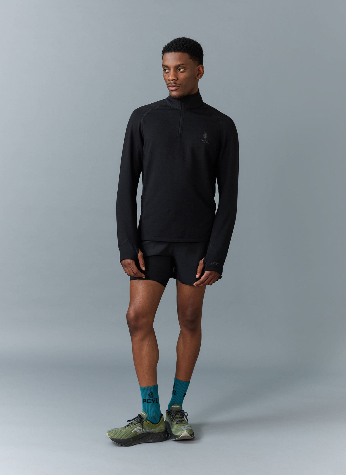 Men's PCVL Base Layer Quarter Zip Jacket - Black | Percival