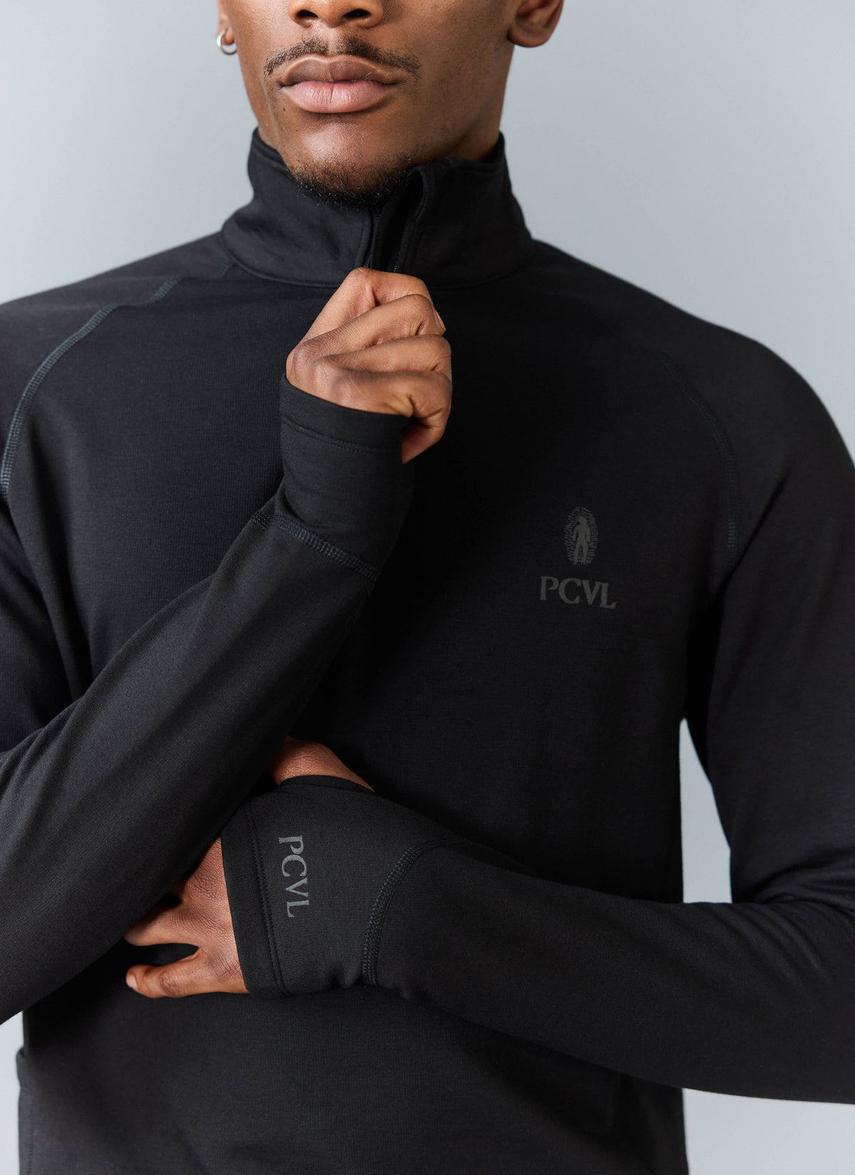Men's PCVL Base Layer Quarter Zip Jacket - Black | Percival