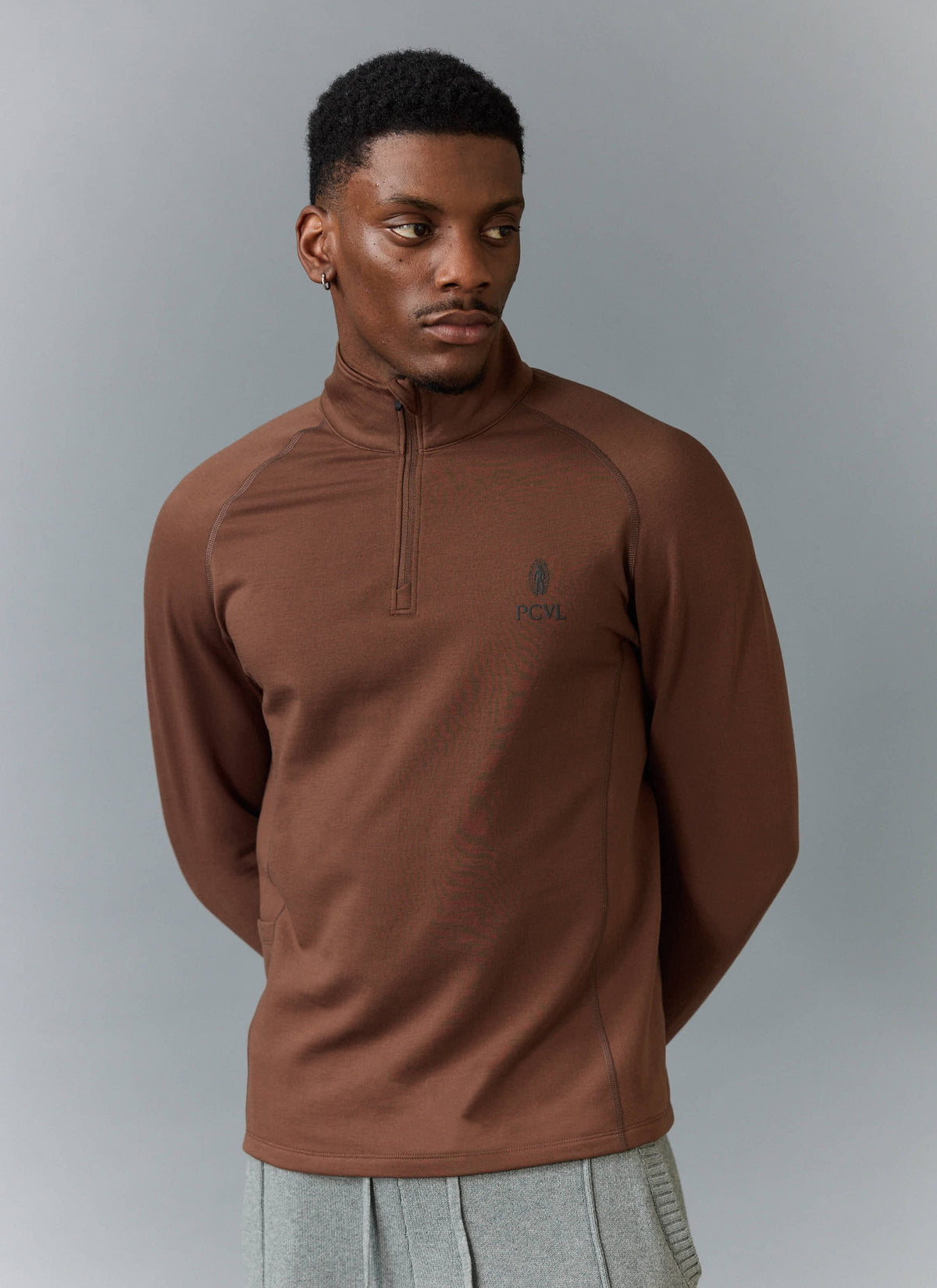 Men's Base Layer Quarter Zip Jacket - Rust | Percival