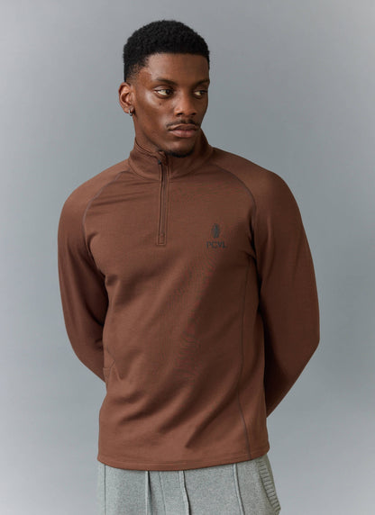 Men's Base Layer Quarter Zip Jacket - Rust | Percival