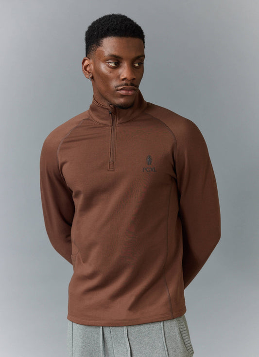 Men's Base Layer Quarter Zip Jacket - Rust | Percival