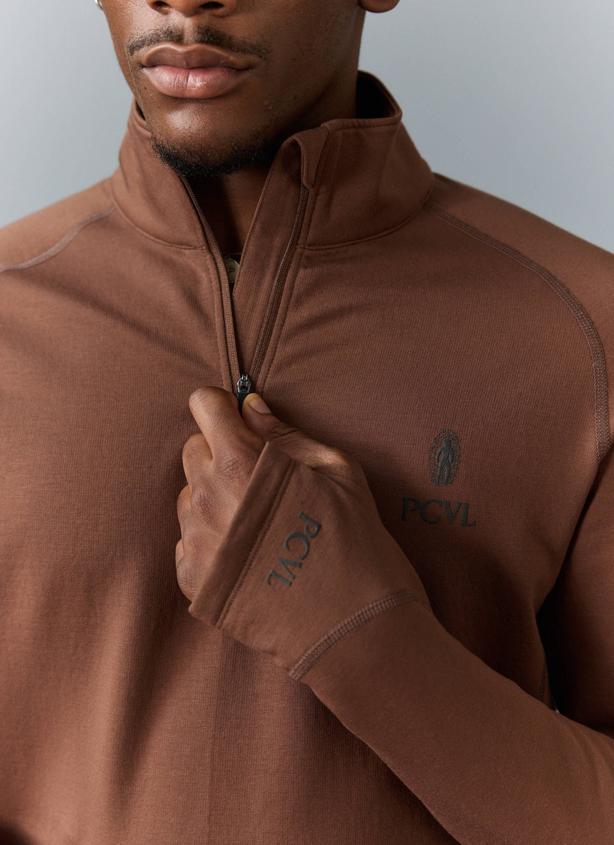 Men's Base Layer Quarter Zip Jacket - Rust | Percival