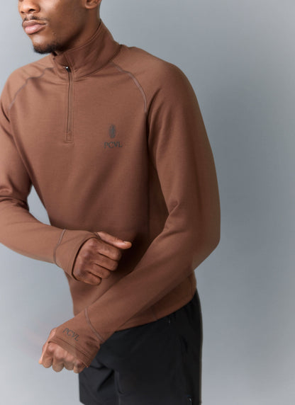 Men's Base Layer Quarter Zip Jacket - Rust | Percival