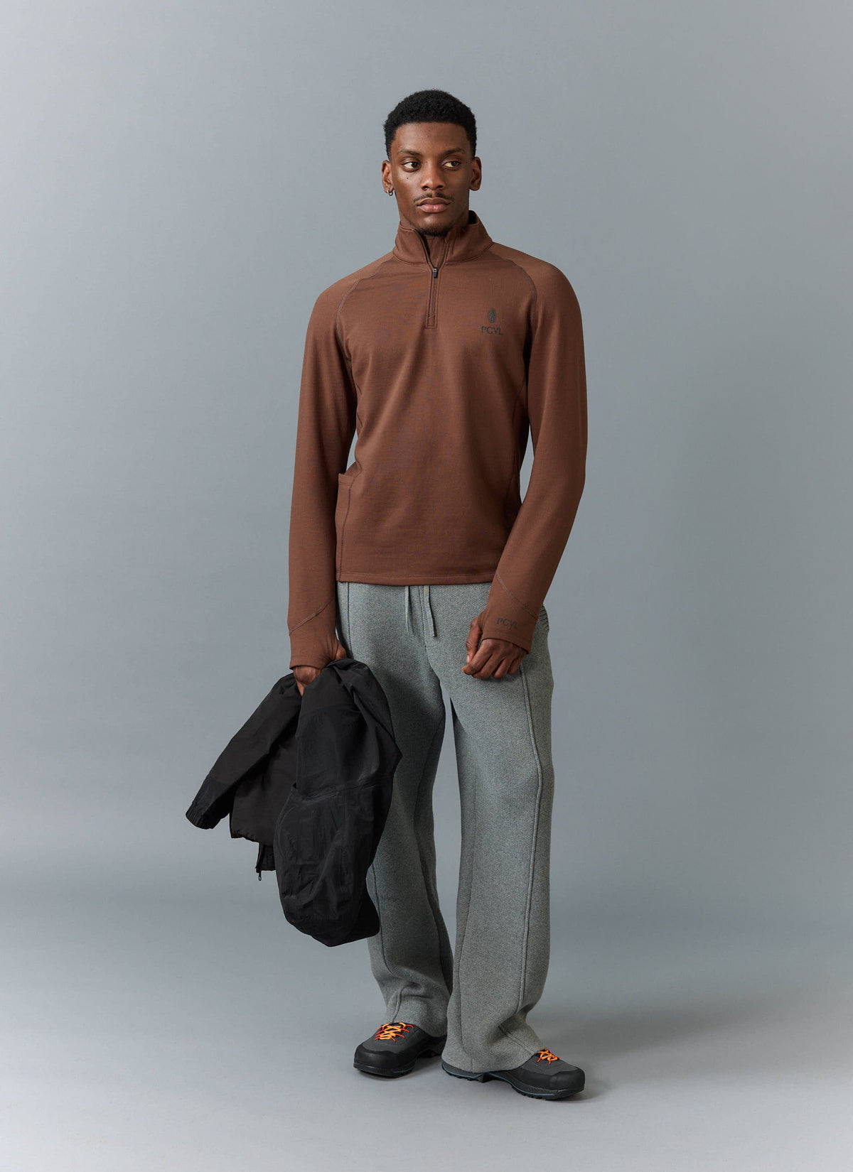 Men's Base Layer Quarter Zip Jacket - Rust | Percival