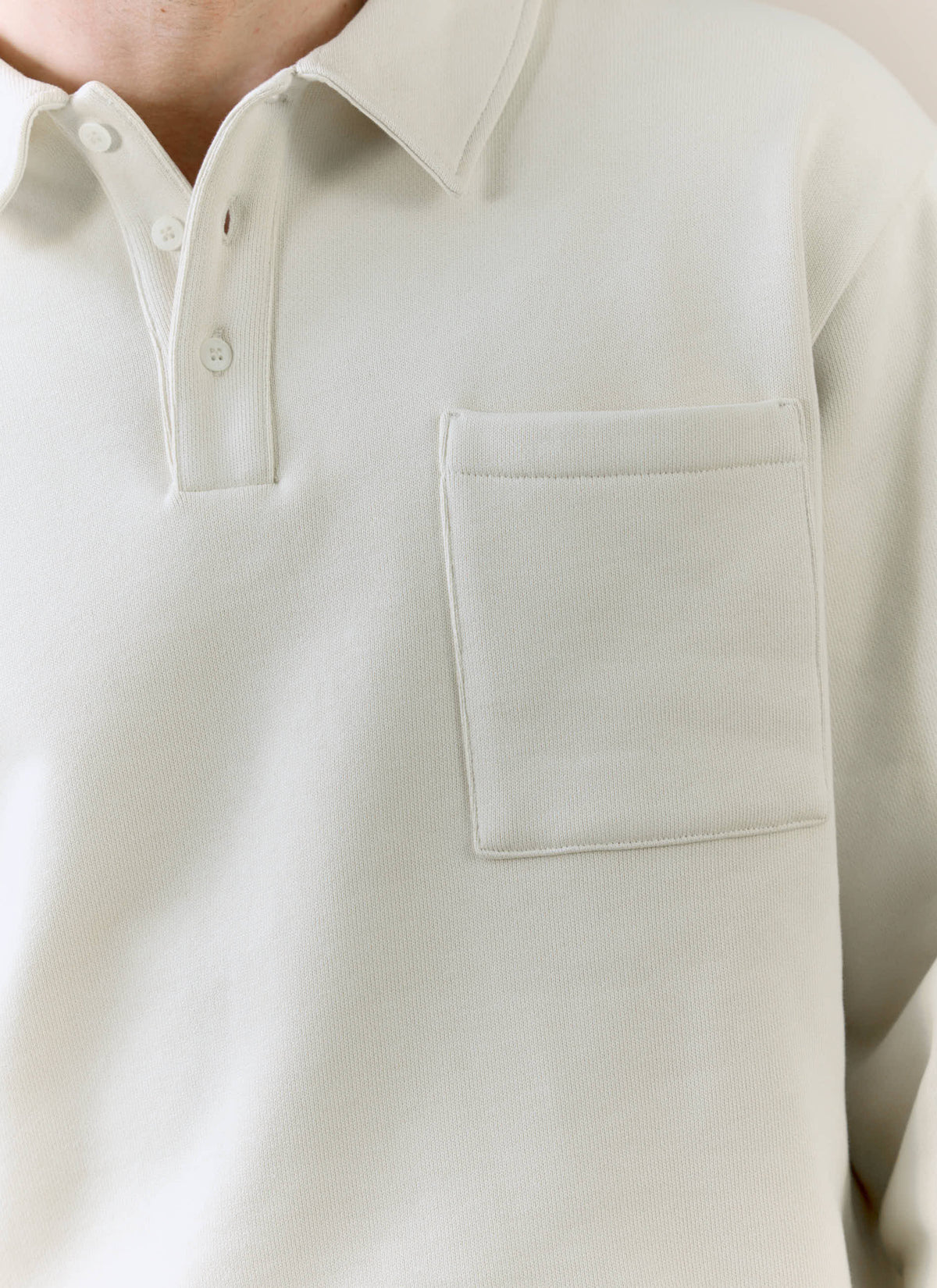 Men's Boxy Polo Sweatshirt - Cotton - Cream | Percival