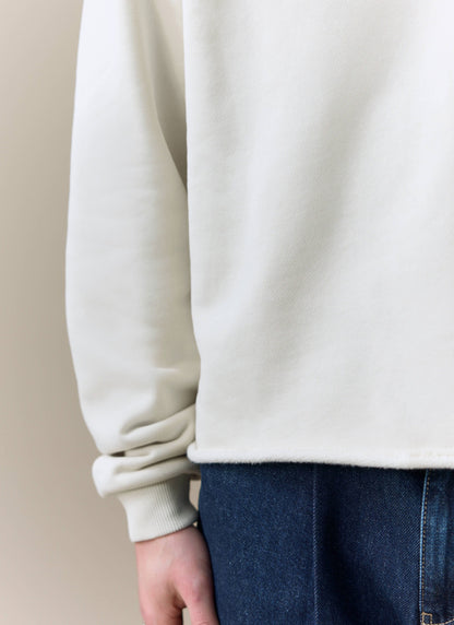 Men's Boxy Polo Sweatshirt - Cotton - Cream | Percival